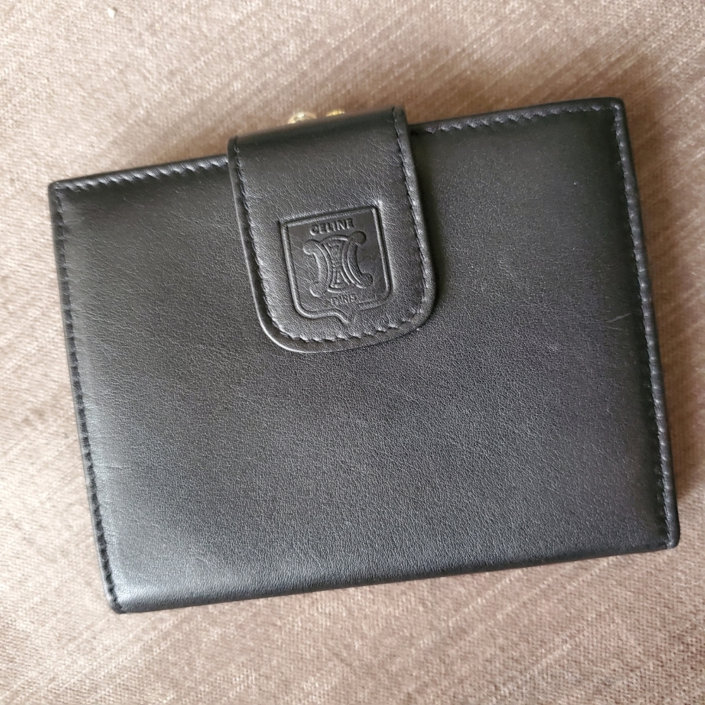 Authentic Celine Vintage Black Leather Wallet